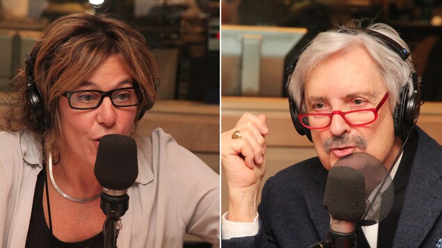 Les journalistes Isabelle Craig et Marc Laurendeau dans nos studios