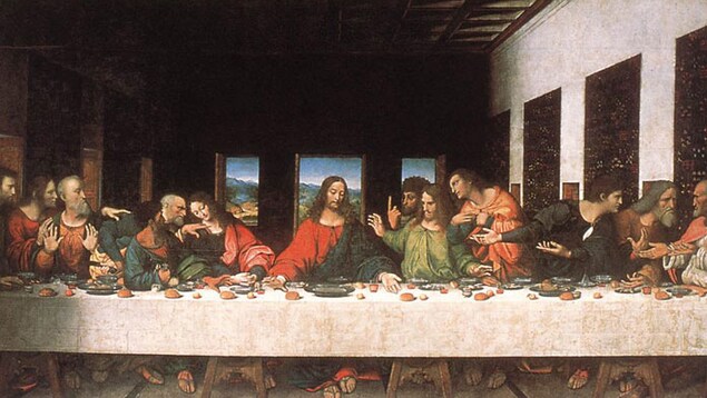 La cène ( La cena, ou « Le dernier souper », en italien) de Jésus et ses apôtres, une oeuvre de Leonard de Vinci