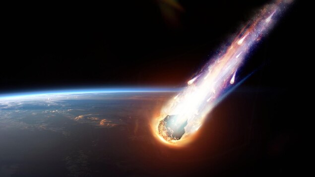 Illustration d'une comète pénétrant dans l'atmosphère terrestre.