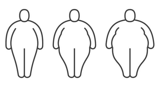 Des pictogrammes montrent des croquis de personnes de formes de plus en plus grosses, qui se succèdent.