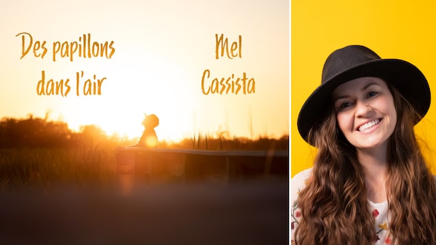 Montage : affiche de la pièce et portrait de Mel Cassista.