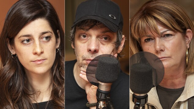 Lysa-Marie Hontoy, Stefie Shock et Manon Charbonneau au micro de Catherine Perrin.