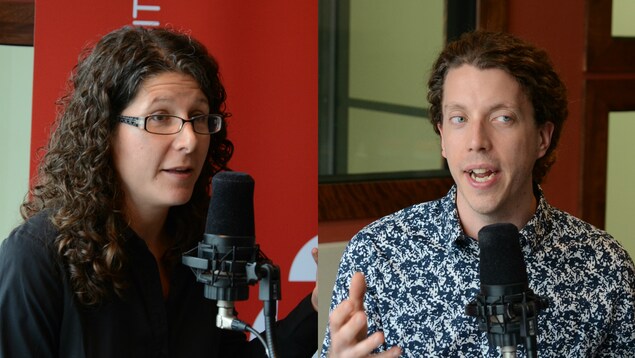 Mylène Moisan, chroniqueuse au Journal Le Soleil et Samuel Larochelle, journaliste indépendant dans le studio de Région zéro 8