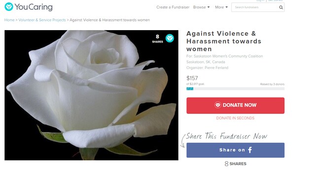 Page de la campagne Against Violence & Harassment towards women sur le site internet YouCaring.