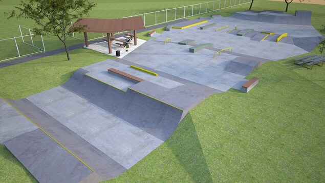 Plan du futur parc de planche à roulettes ("skatepark") de Sept-Îles.