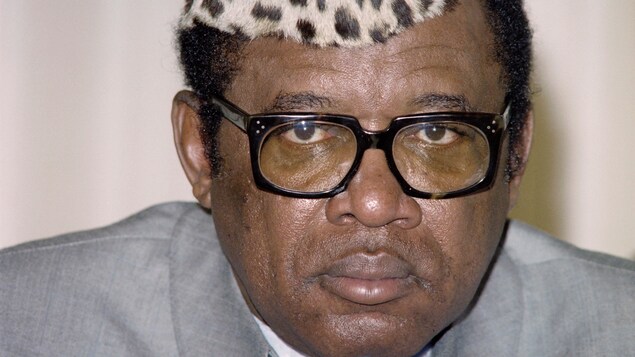 La dictateur Mobutu Sese Seko en janvier 1987, à N'Djamena, au Tchad