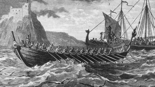 Une peinture datant de 1754 illustrant un bateau de Vikings, qui firent trembler l’Europe pendant le Moyen Âge.
