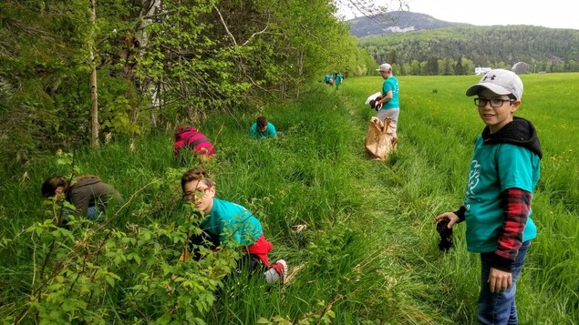 Les jeunes étudiants plantent des arbres aux abords de la rivière Restigouche