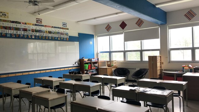 Une salle de classe vide. 