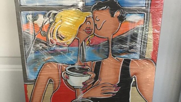Toile offerte par l'artiste Linda Isabelle à des travailleurs «essentiels» de la Haute-Côte-Nord en ce temps de pandémie.