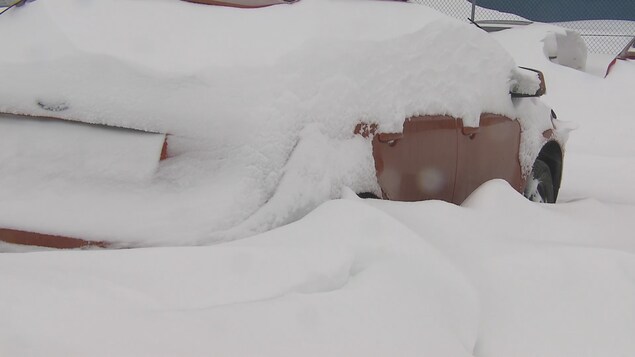 De nombreuses voitures ont été ensevelies sous la neige De nombreuses voitures ont été ensevelies sous la neige