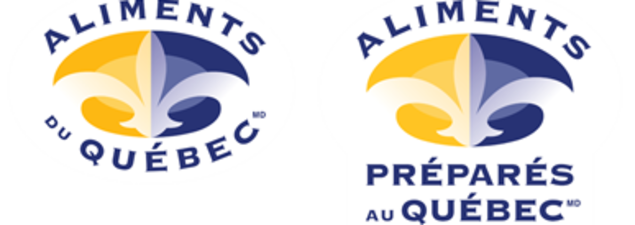 Sur un logo on lit Aliments du Québec et sur l'autre on lit Aliments préparés au Québec. Sur un logo on lit Aliments du Québec et sur l'autre on lit Aliments préparés au Québec.