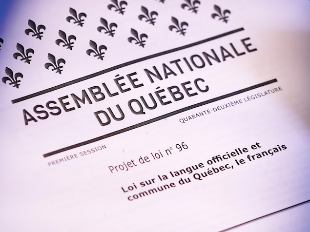 Page de couverture du projet de loi 96 de l'Assemblée nationale du Québec. 