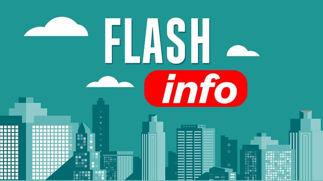 Le libellé « Flash info » inscrit sur le ciel dans une illustration qui contient aussi la silhouette d'une ville.
