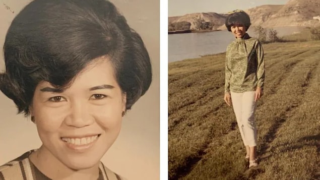 Deux photographies d'époques d'Aurora Dacanay.