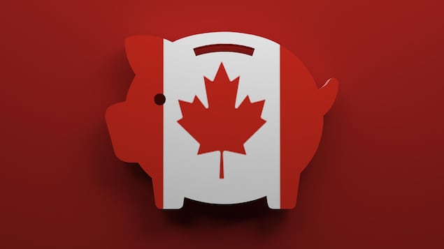 帶有加拿大國旗圖案的錢箱插圖。