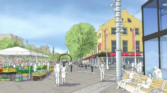 Croquis de la future esplanade polyvalente de la rue York.