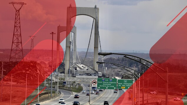 L'entrée du pont Pierre-Laporte.