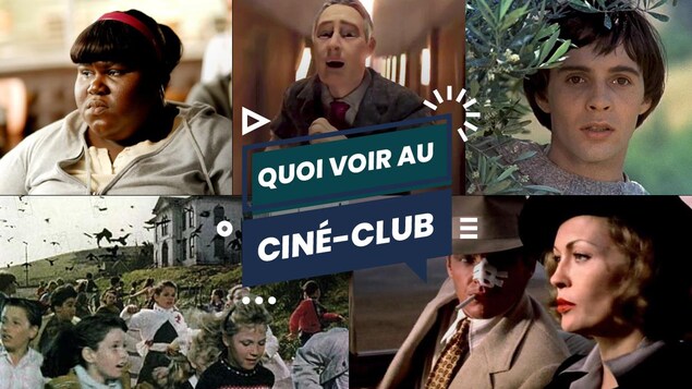 Des photos des films Anomlisa, Les oiseaux, Chinatown, François et le chemin du soleil et Precious entourent la mention: Quoi voir au Ciné-club.