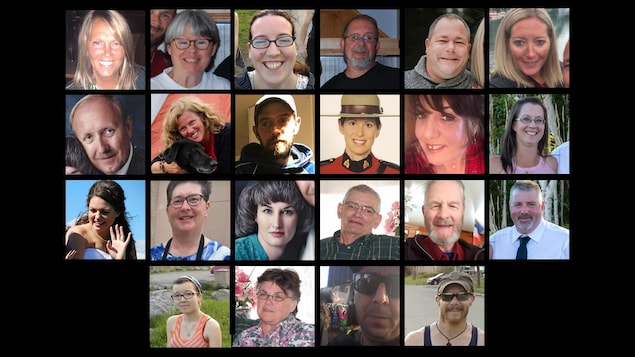 Les 22 victimes de la tuerie de Portapique.