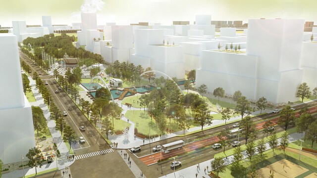 Une maquette de ce qu'aura l'air la ville de Laval en 2040.