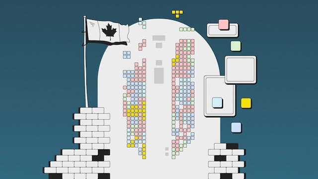 Illustration représentant la chambre des communes sous forme de jeu Tetris.