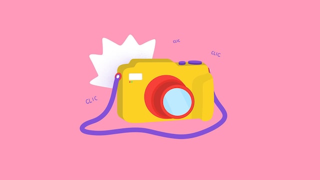 Illustration colorée d'un appareil photo.