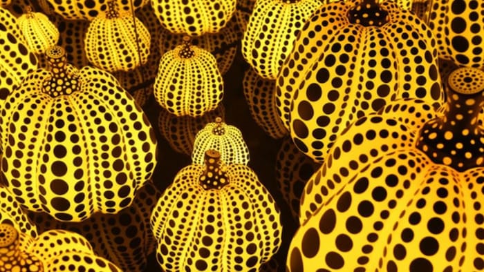 Citrouilles lumineuses de l'artiste Yayoi Kusama