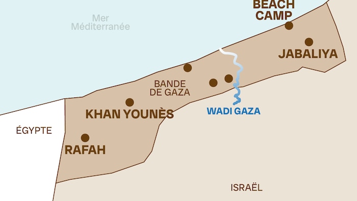 Carte de la bande de Gaza.