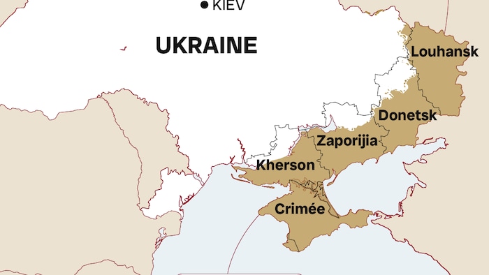 Une carte des territoires ukrainiens occupés par la Russie.