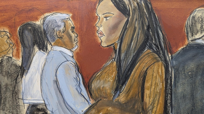 Un croquis d'audience de Cassie Ventura.