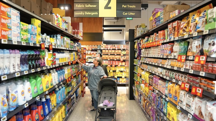 Une femme fait son épicerie