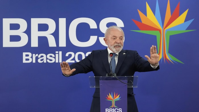 Lula da Silva lors d'un discours au sommet du BRICS.