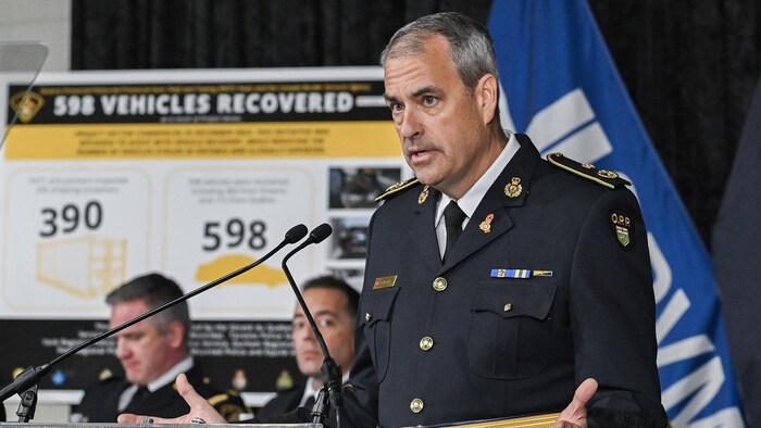 Marty Kearns, sous-commissaire à la Police provinciale de l'Ontario, lors d'un point de presse le 3 avril 2024.