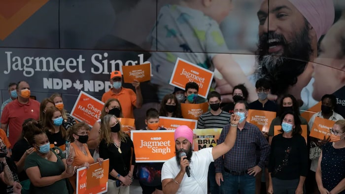  2021 年 9 月 14 日：新民主党领袖贾格米特·辛格 （Jagmeet Singh）在安大略省温莎市参加竞选活动。