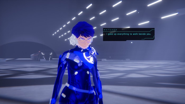 A video game character in a science fiction world.