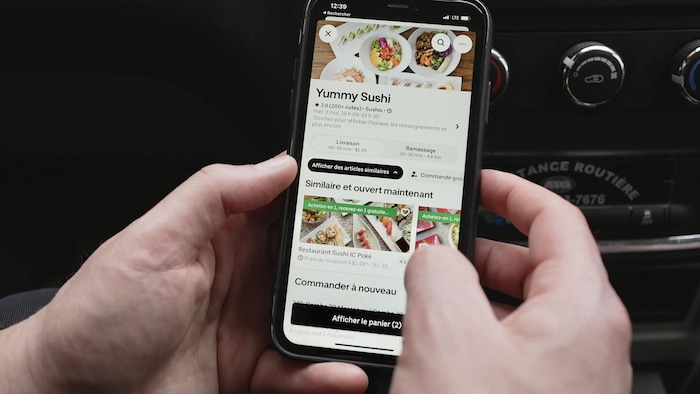 La page de Yummy Sushi, sur l’application Uber Eats d’un iPhone.