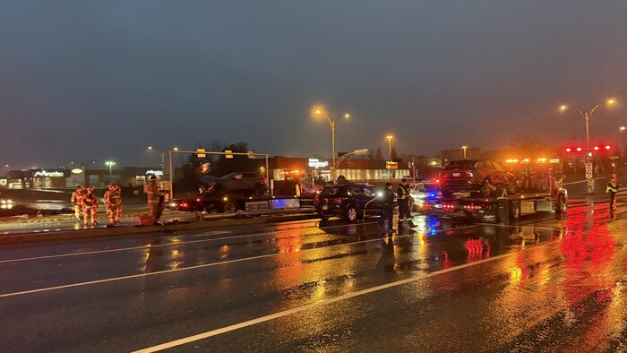 Accident et remorquage de véhicules.