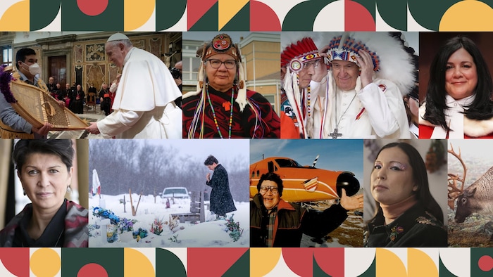 Une mosaïque de photos illustrant certains des événements importants en ce qui a trait aux enjeux autochtones ayant eu lieu en 2022.