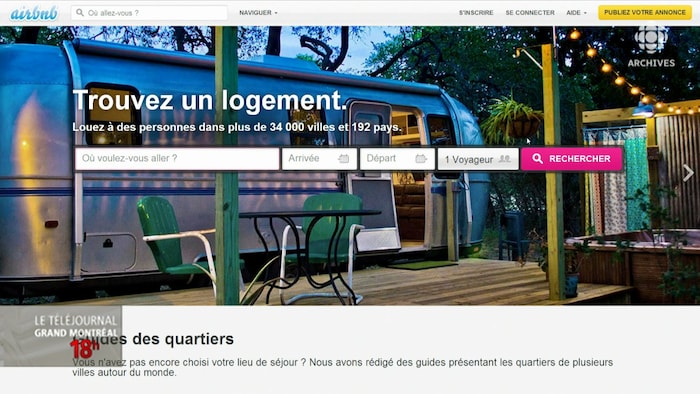 Page d'accueil du site web d'Airbnb en 2013.
