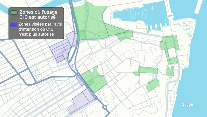 Carte sur le gel de l'hébergement touristique commercial dans le Vieux-Québec. 
