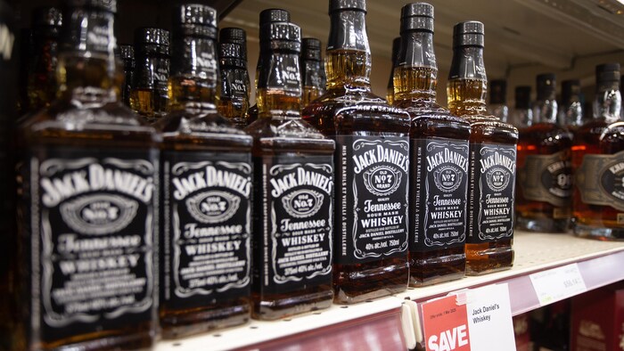 American products are shown at a Newfoundland Labrador Liquor Corporation location in St. John's on Monday, February 3, 2025. THE CANADIAN PRESS/Paul Daly