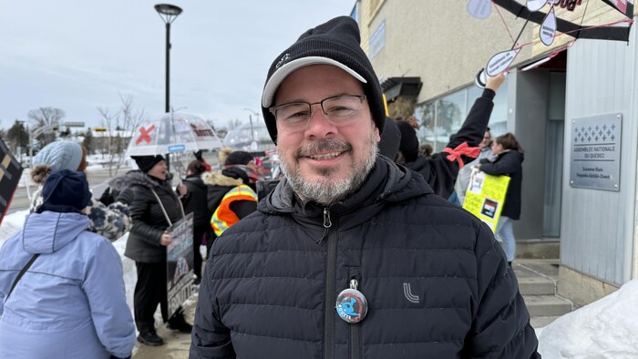 André Tessier lors d'une manifestation.