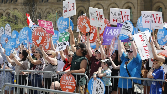 People take part in the March for Life on Parliament Hill in Ottawa on Thursday, May 12, 2022. THE CANADIAN PRESS/ Patrick Doyle