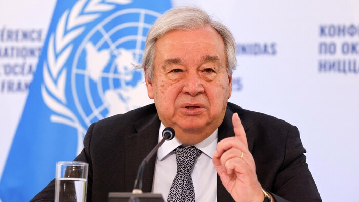Antonio Guterres lors d'une conférence de presse.