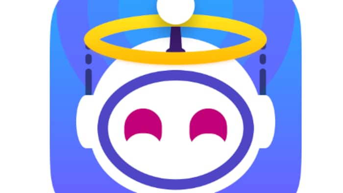 Logo d'une application montrant un robot avec un cerceau d'ange au-dessus de la tête. 