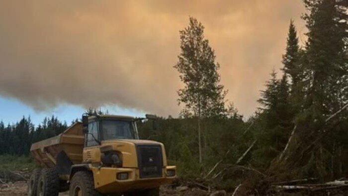 La fumée des feux de forêt recouvre le ciel près d’Armstrong, en Ontario.