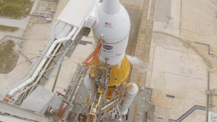 La fusée SLS sur son pas de tir.