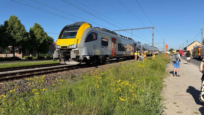 Un train à l'arrêt. 