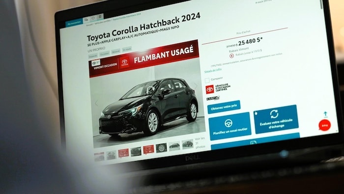 Annonce de la Corolla publiée sur internet par Vimont Toyota.